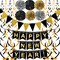 Edge Collections -Black-Glittery Happy New Year Banner Decoration-1 set